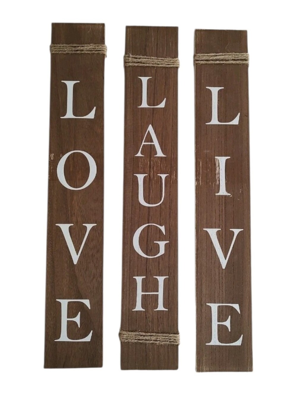 3pc Rustic Farmhouse 24"x4" Wall Decor Signs Distressed Live Laugh Love Set